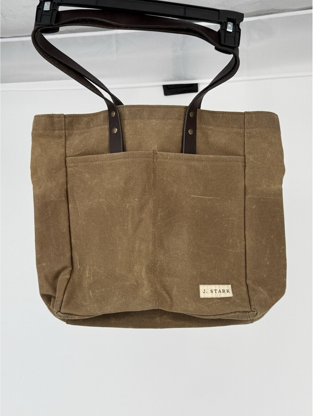 J Stark Franklin Tote Bag Brown Waxed Canvas Leather USA Made - Picture 3 of 9